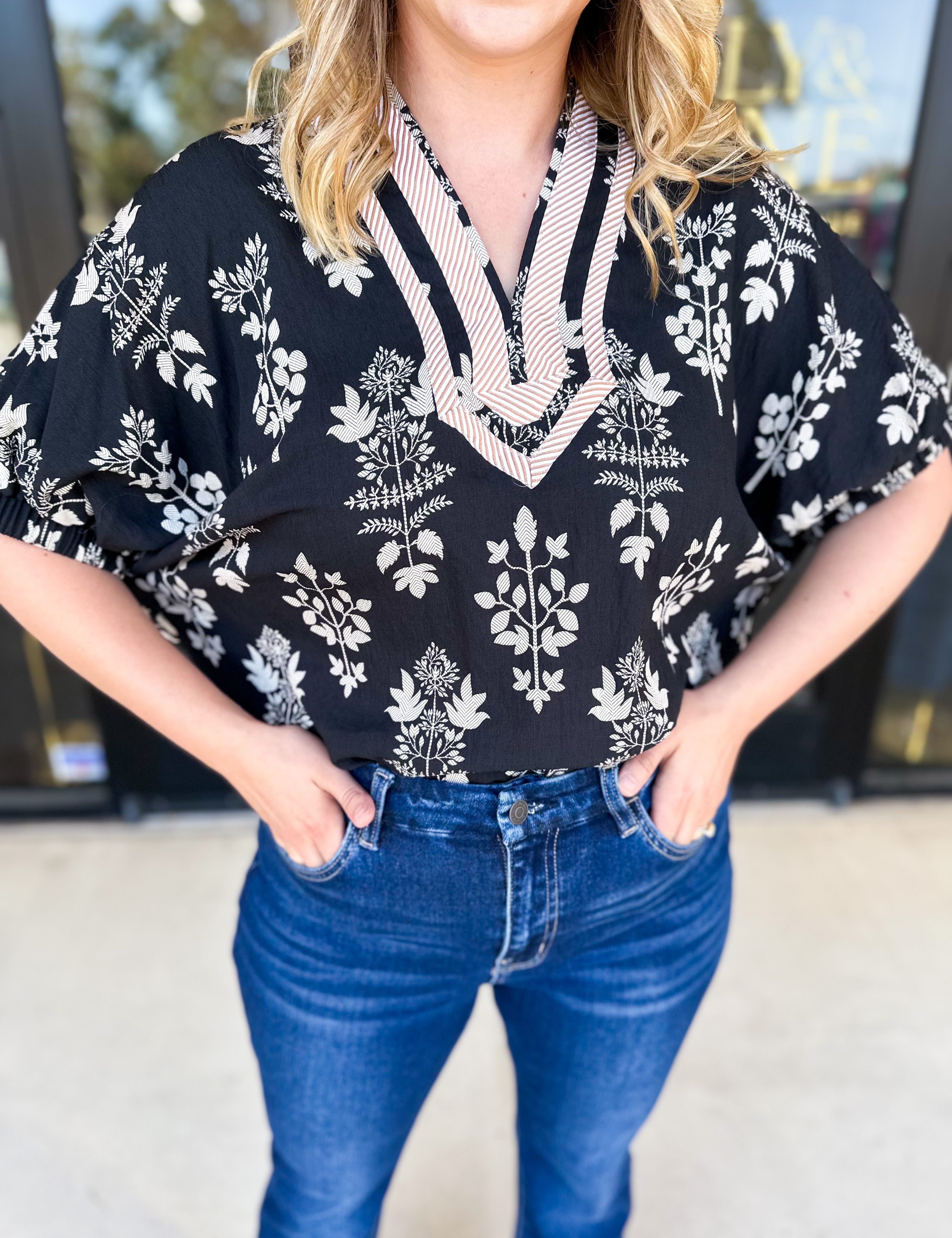 The Frankie Blouse - Black-200 Fashion Blouses-ENTRO-July & June Women's Fashion Boutique Located in San Antonio, Texas