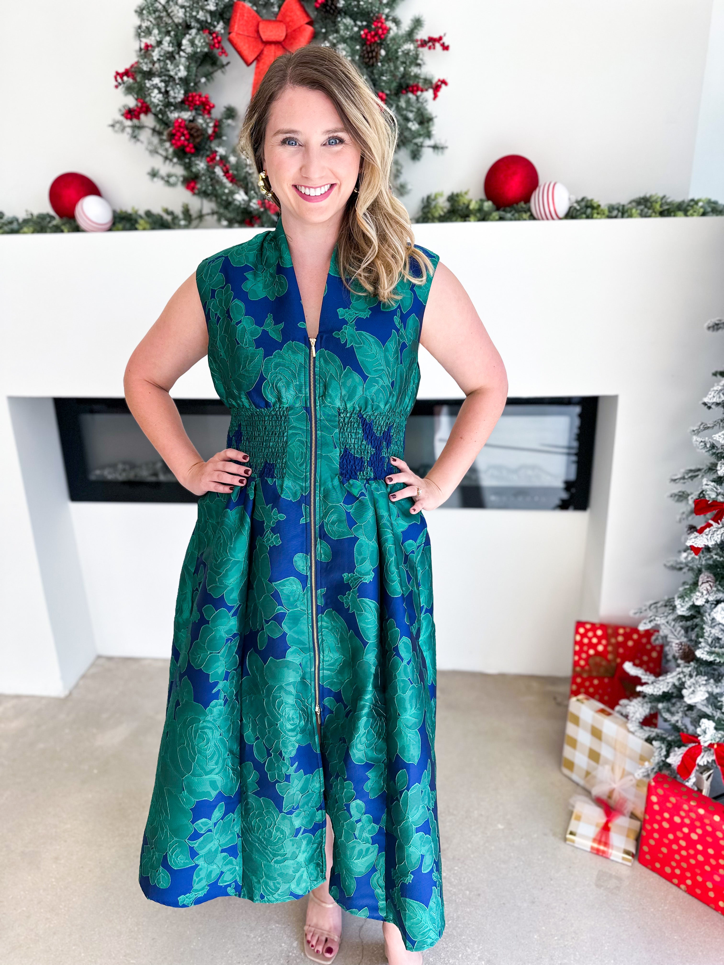 Teal & Bold Blue Midi Dress-500 Midi-FATE-July & June Women's Fashion Boutique Located in San Antonio, Texas