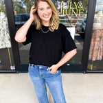 The Ella Knit Sweater Top - Black-230 Sweaters/Cardis-JODIFL-July & June Women's Fashion Boutique Located in San Antonio, Texas