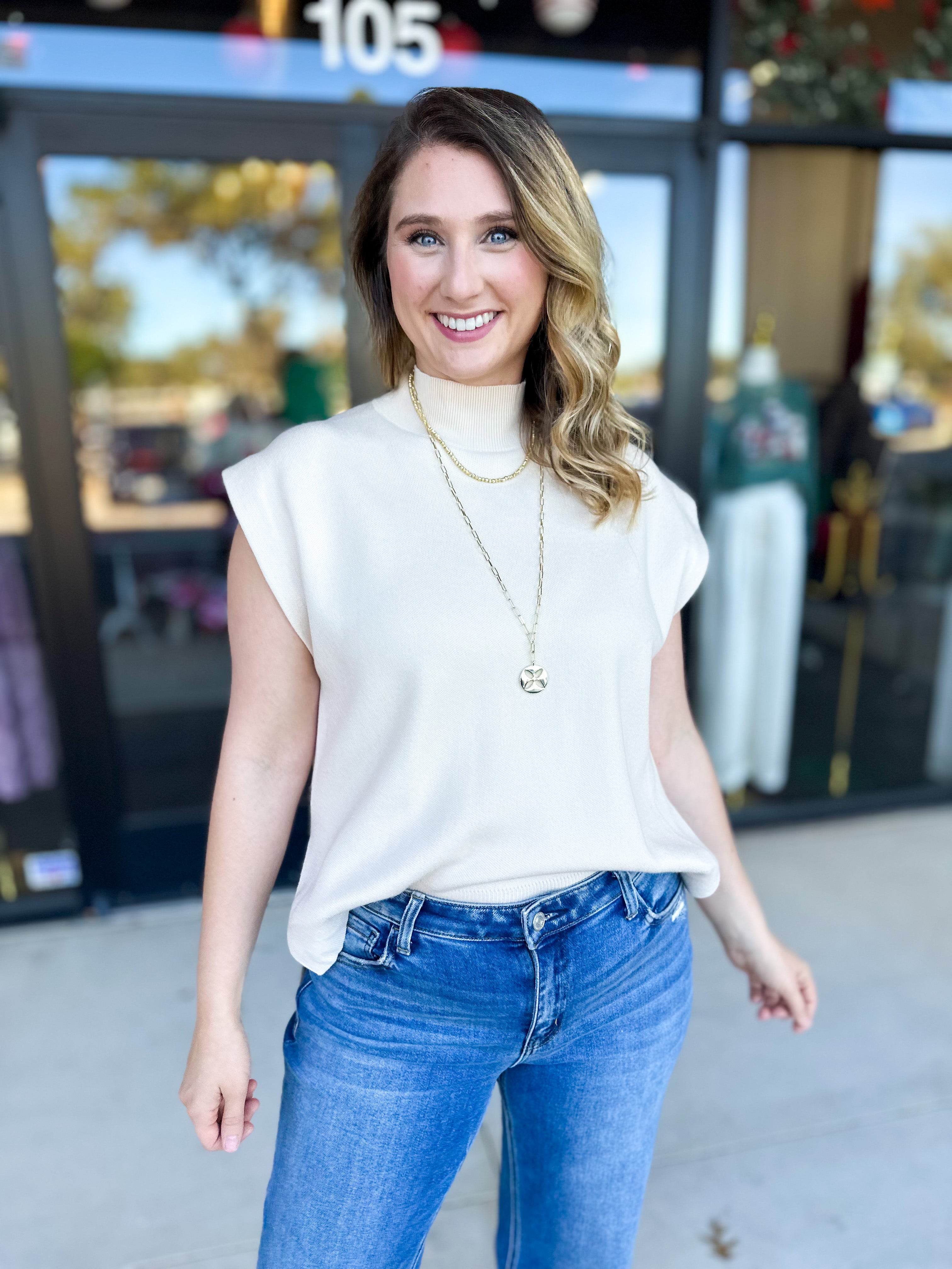The Abigail Sweater Top - Cream-230 Sweaters/Cardis-ENTRO-July & June Women's Fashion Boutique Located in San Antonio, Texas
