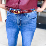 Skinny Croco Belt - Burgundy-130 ACCESSORIES-Most Wanted USA-July & June Women's Fashion Boutique Located in San Antonio, Texas