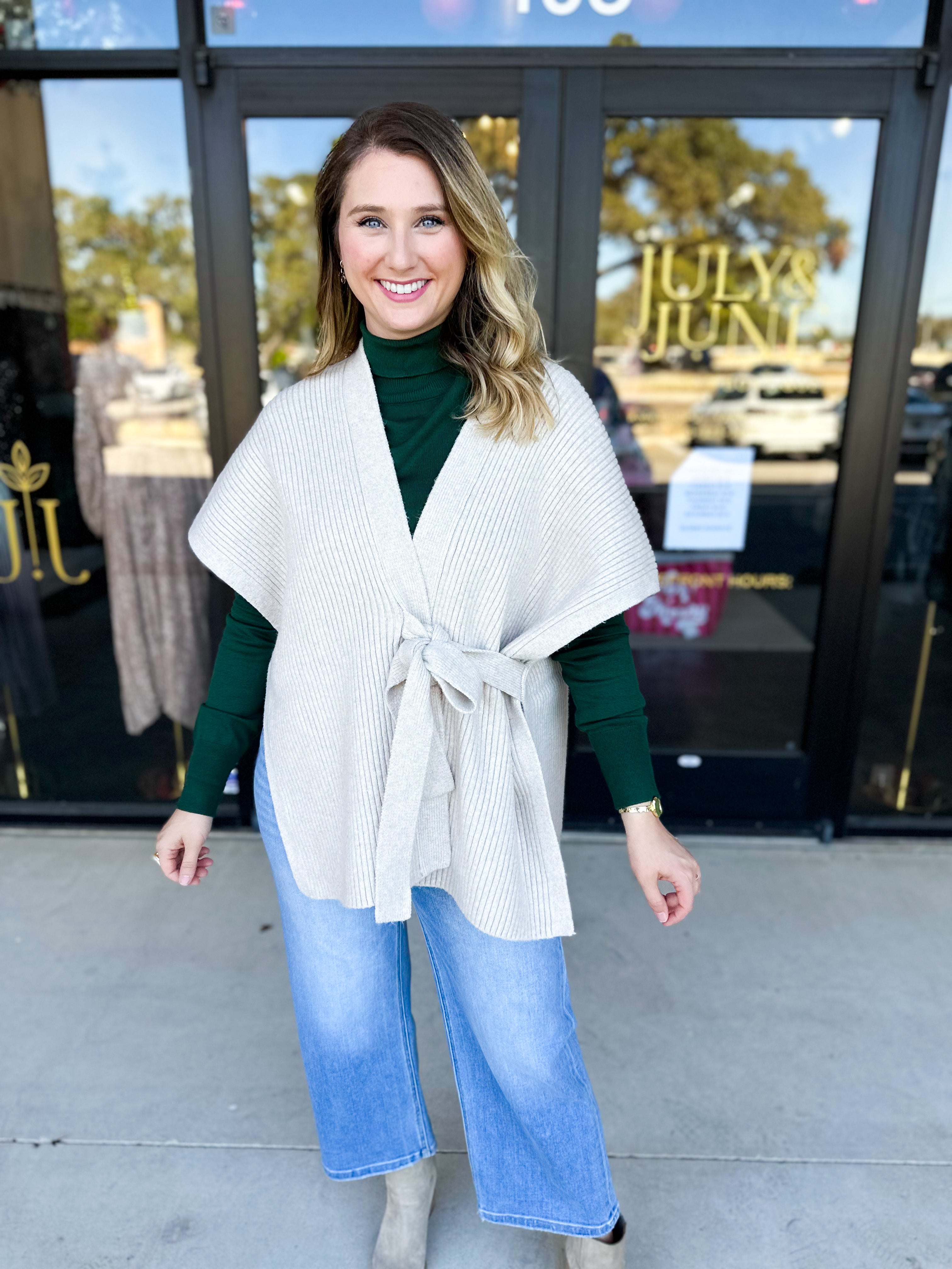 THML - Chic Knit Cardigan Wrap - Cream-230 Sweaters/Cardis-THML-July & June Women's Fashion Boutique Located in San Antonio, Texas