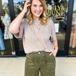 The Ella Knit Sweater Top - Mocha-230 Sweaters/Cardis-JODIFL-July & June Women's Fashion Boutique Located in San Antonio, Texas