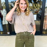 The Ella Knit Sweater Top - Mocha-230 Sweaters/Cardis-JODIFL-July & June Women's Fashion Boutique Located in San Antonio, Texas