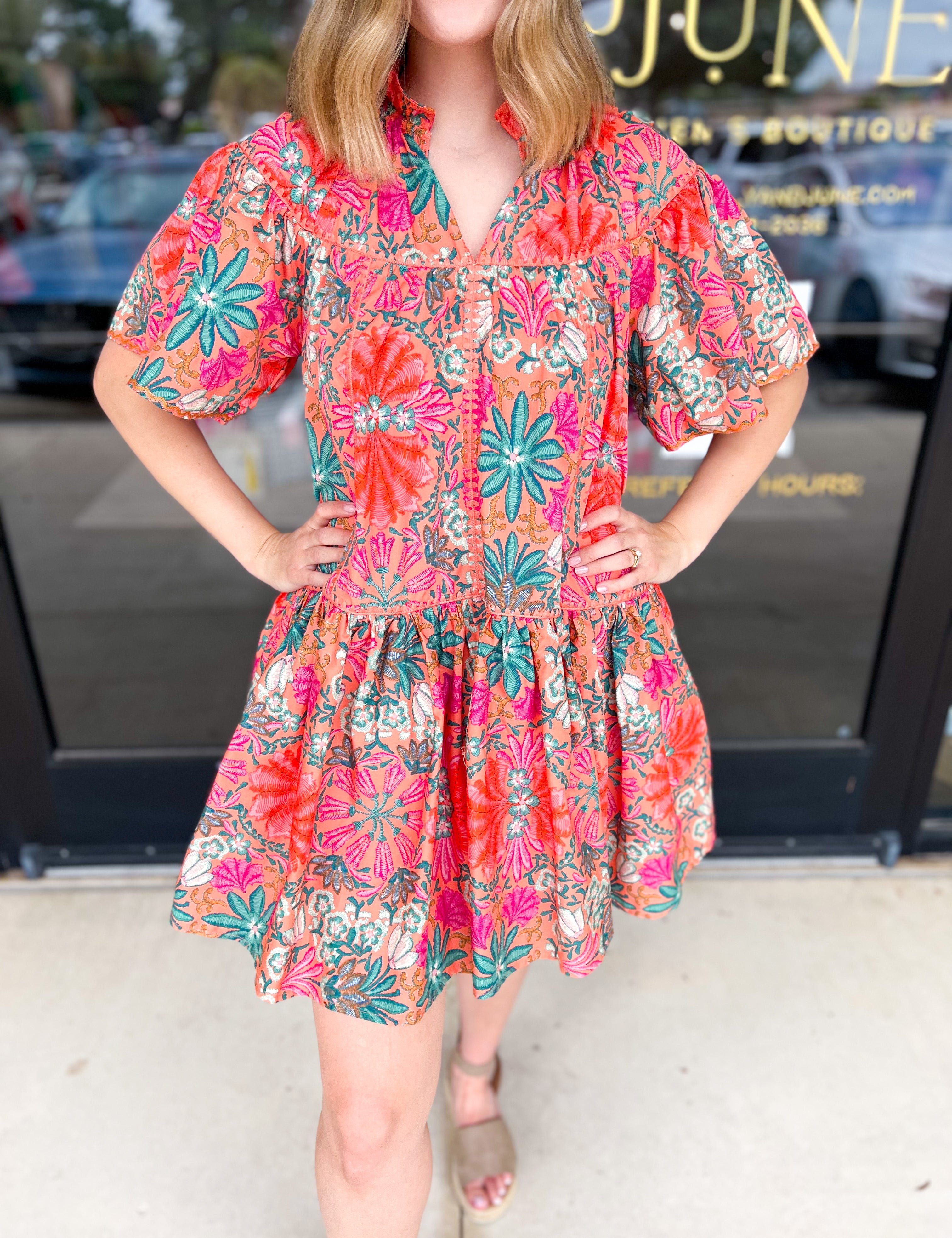The Carrie Floral Print Mini Dress-510 Mini-OLIVACEOUS-July & June Women's Fashion Boutique Located in San Antonio, Texas