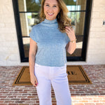 Soft Bloom Everyday Knit Top - Light Blue-230 Sweaters/Cardis-ENTRO-July & June Women's Fashion Boutique Located in San Antonio, Texas