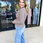 Kinsley Long Sleeve - Taupe-210 Casual Blouses-POLOGRAM-July & June Women's Fashion Boutique Located in San Antonio, Texas