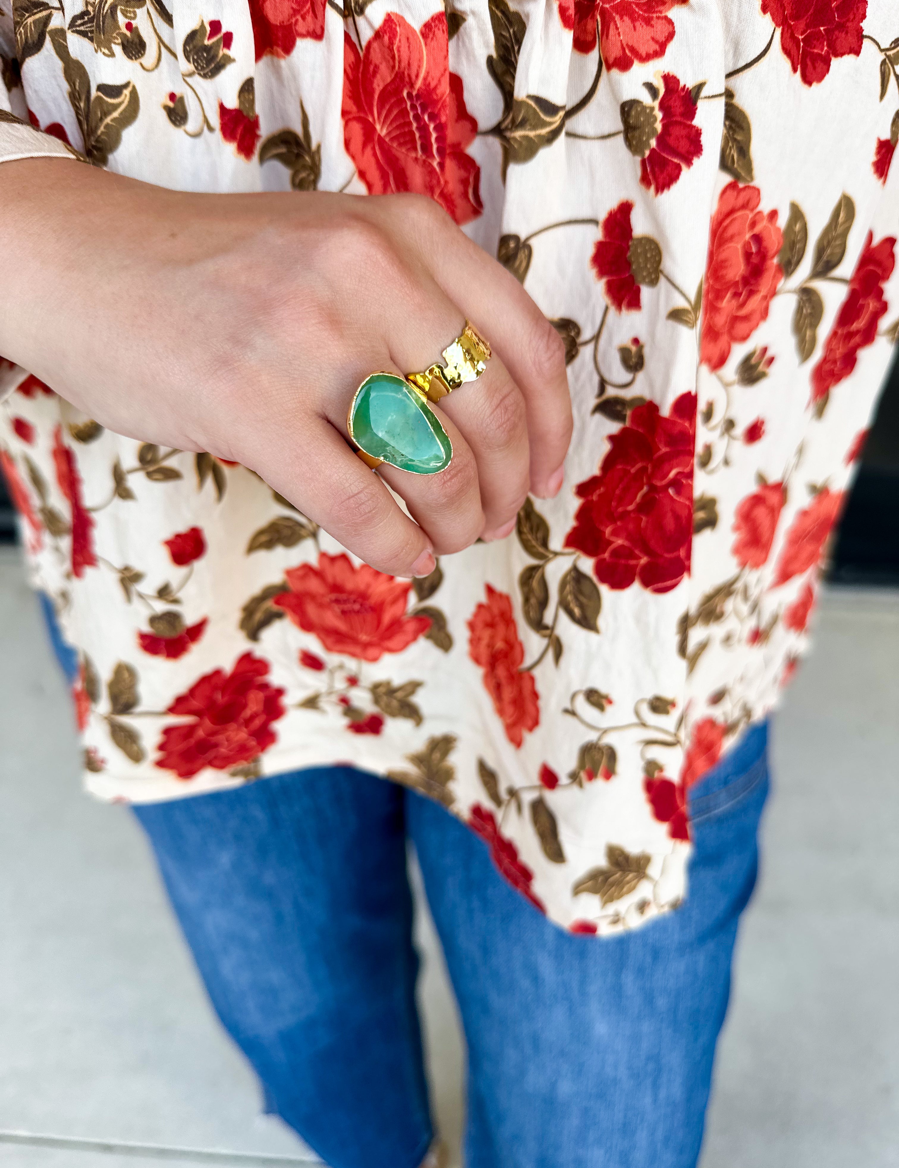 Easton Elle - Irregular Green Ring-110 Jewelry & Hair-Easton Elle-July & June Women's Fashion Boutique Located in San Antonio, Texas