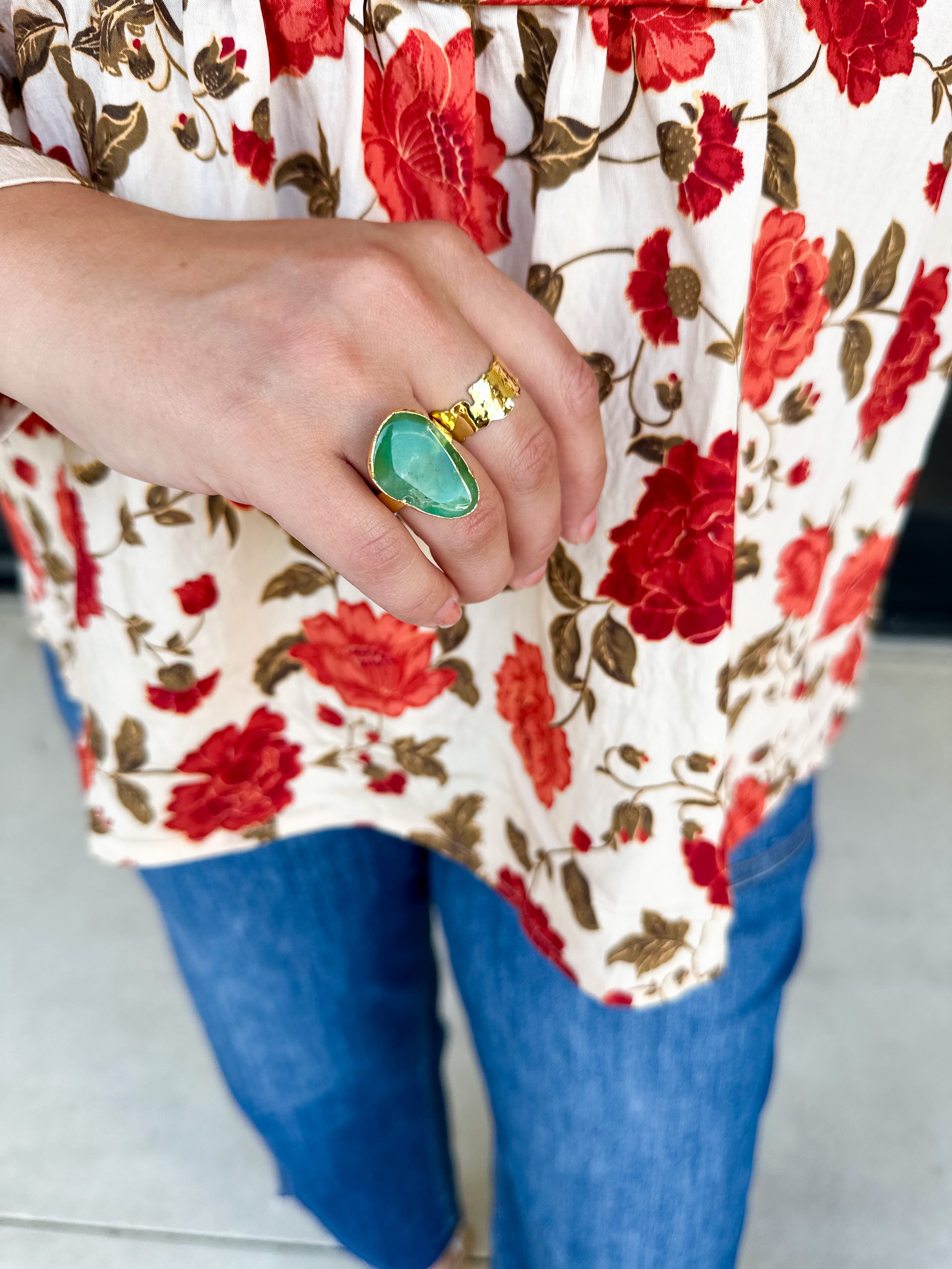 Easton Elle - Irregular Green Ring-110 Jewelry & Hair-Easton Elle-July & June Women's Fashion Boutique Located in San Antonio, Texas
