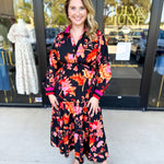 Bold Paisley Floral Print Midi Dress-500 Midi-JODIFL-July & June Women's Fashion Boutique Located in San Antonio, Texas