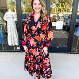 Bold Paisley Floral Print Midi Dress-500 Midi-JODIFL-July & June Women's Fashion Boutique Located in San Antonio, Texas
