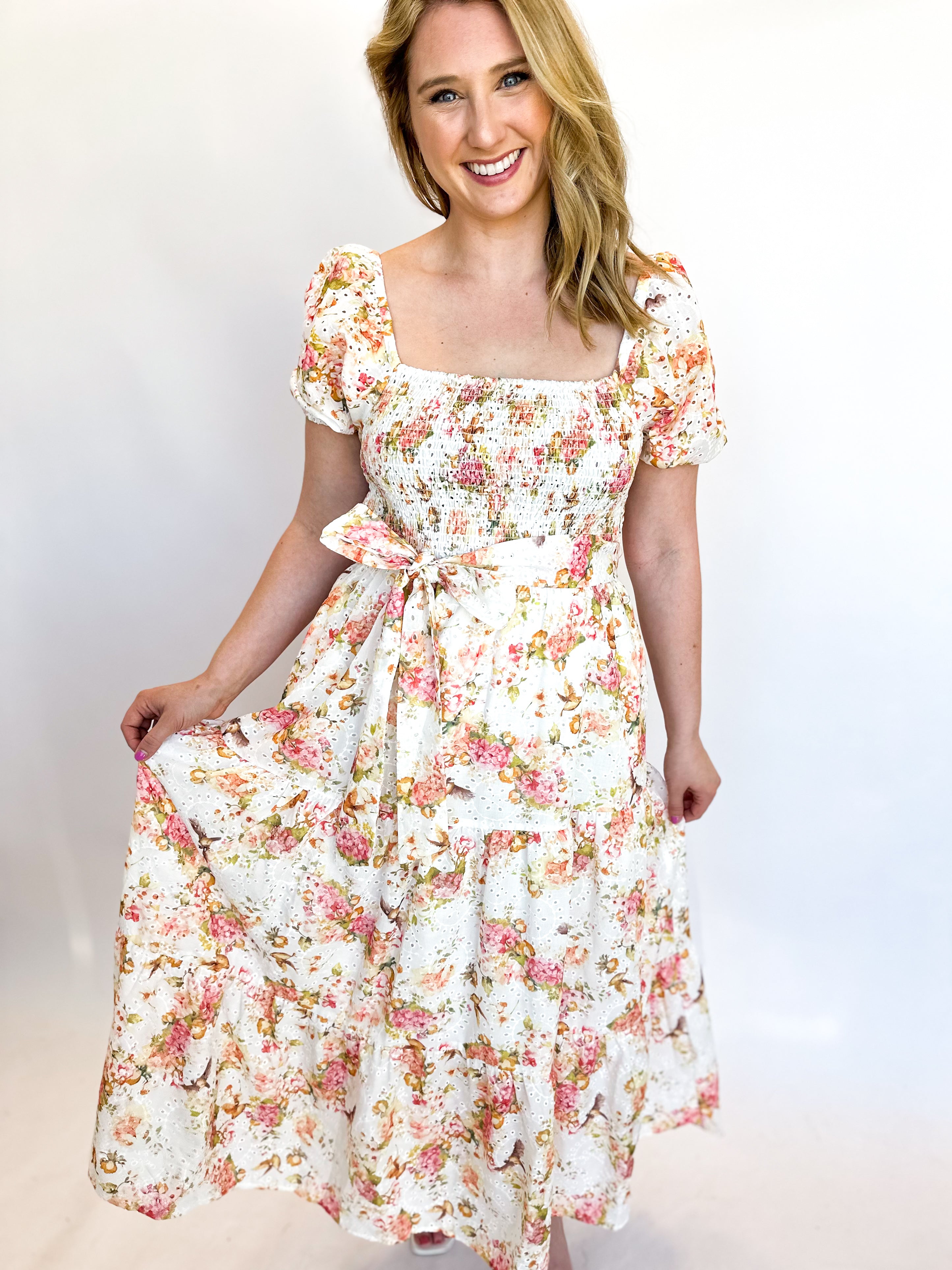 Adeline Floral Midi Dress-500 Midi-FATE-July & June Women's Fashion Boutique Located in San Antonio, Texas
