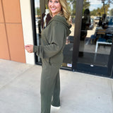 Soft Modal Hooded Jacket - Dark Olive-300 Athleisure/Lounge-SKIES ARE BLUE-July & June Women's Fashion Boutique Located in San Antonio, Texas