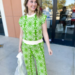 THML -Lime Floral Knit Set-300 Athleisure/Lounge-THML-July & June Women's Fashion Boutique Located in San Antonio, Texas