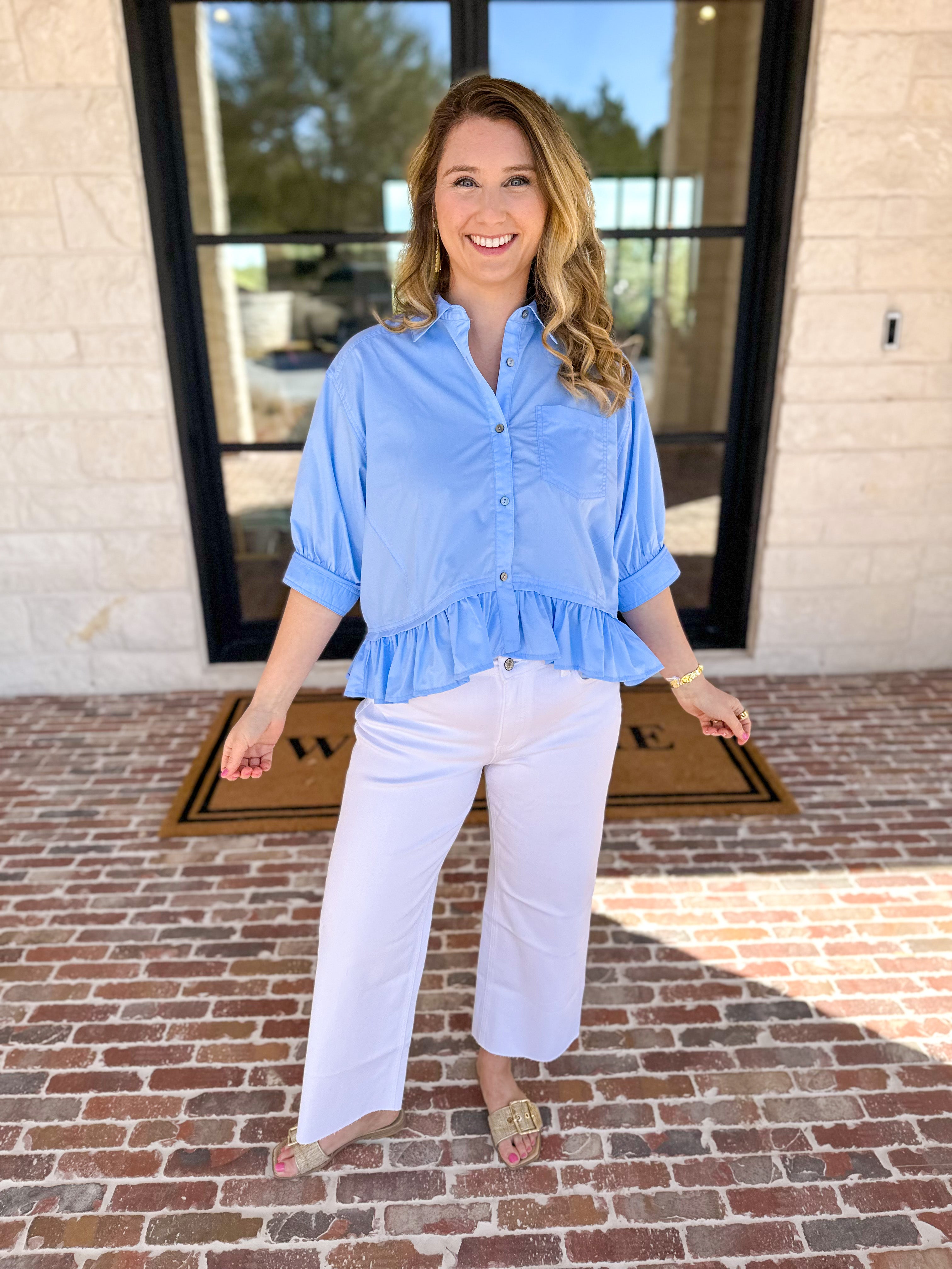 The Move with Grace Top - Blue-200 Fashion Blouses-ENTRO-July & June Women's Fashion Boutique Located in San Antonio, Texas