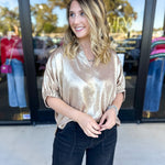 Celebration Blouse - Gold-200 Fashion Blouses-ENTRO-July & June Women's Fashion Boutique Located in San Antonio, Texas