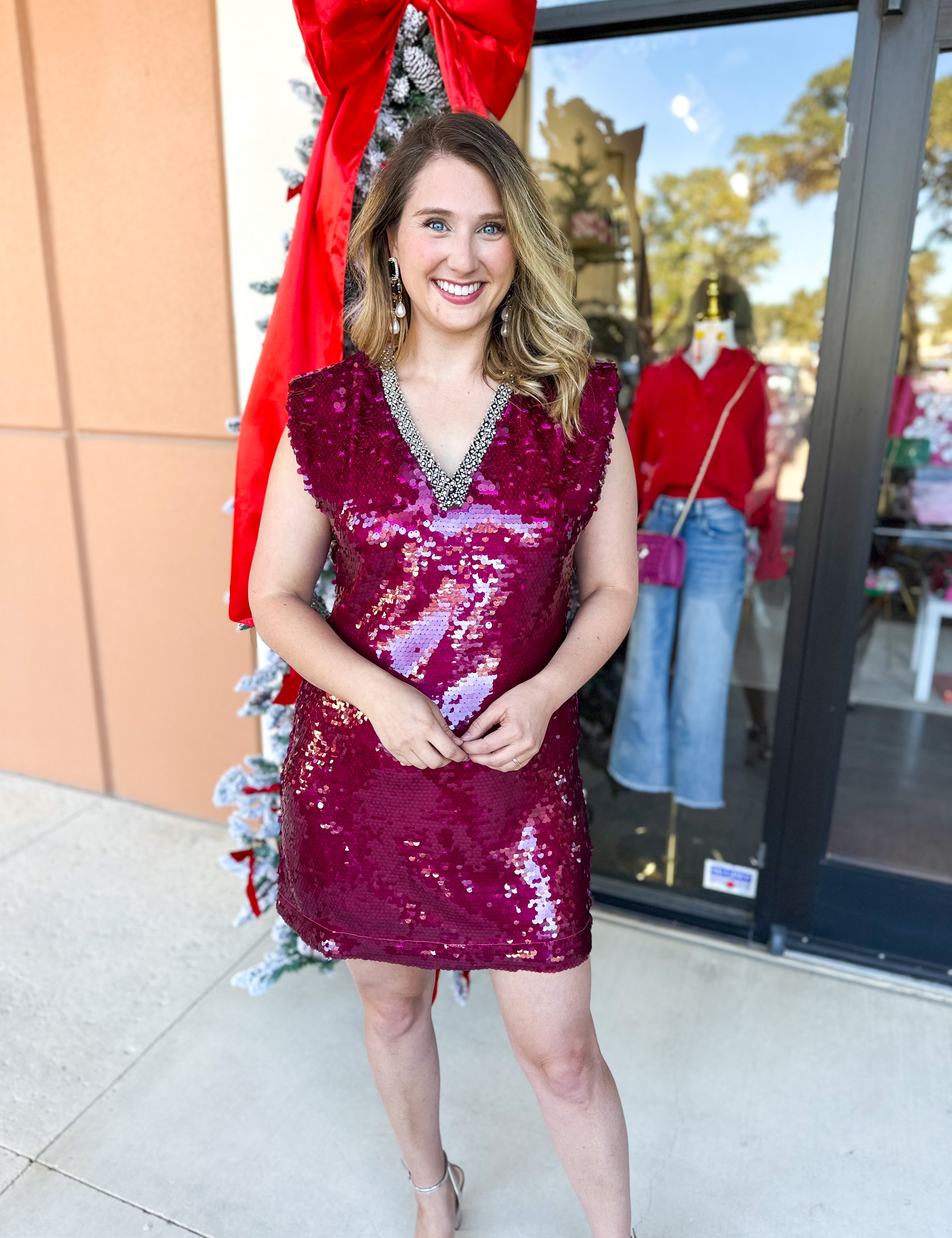 Ruby Sequin Mini Dress-510 Mini-FATE-July & June Women's Fashion Boutique Located in San Antonio, Texas