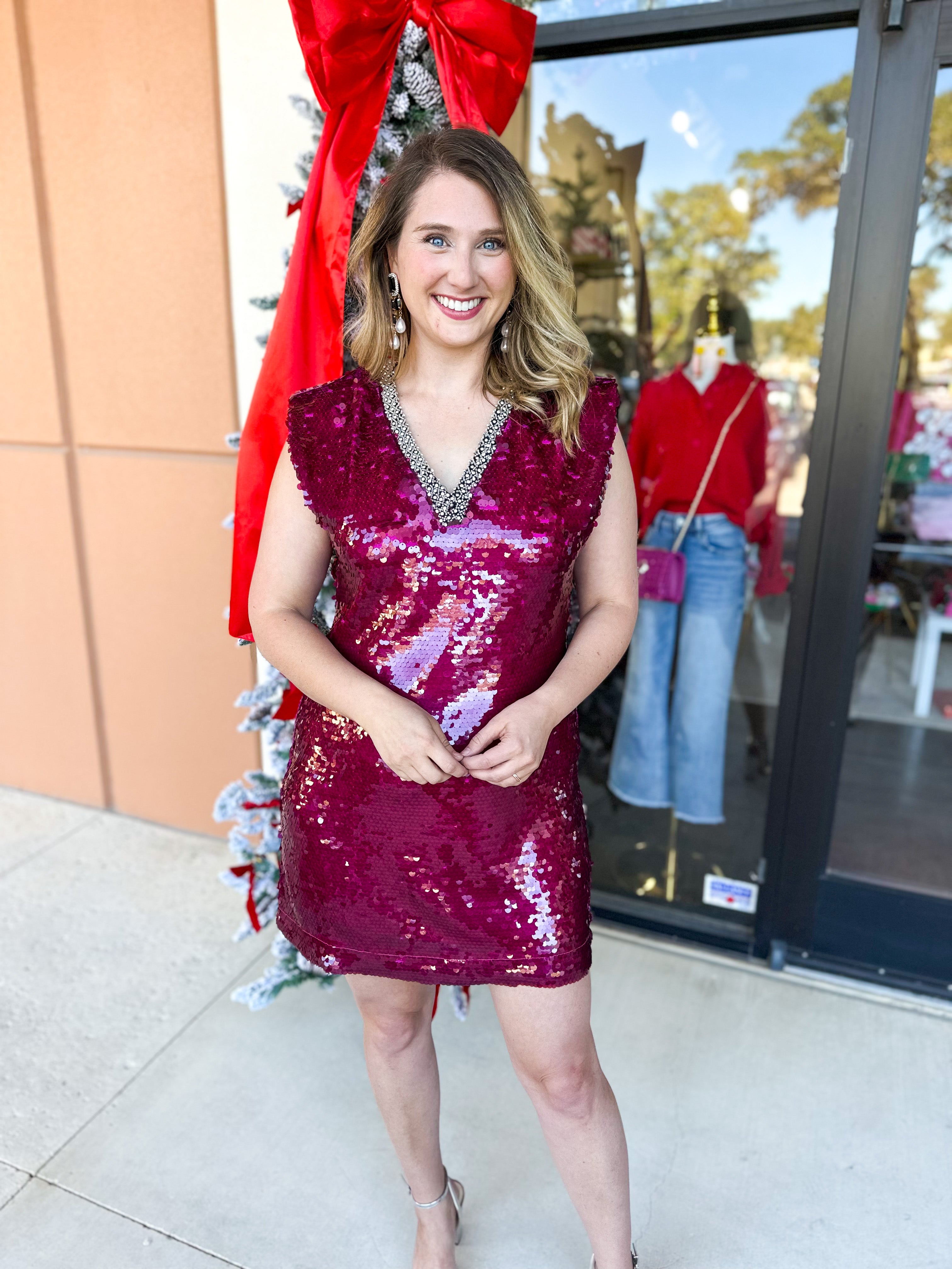 Ruby Sequin Mini Dress-510 Mini-FATE-July & June Women's Fashion Boutique Located in San Antonio, Texas