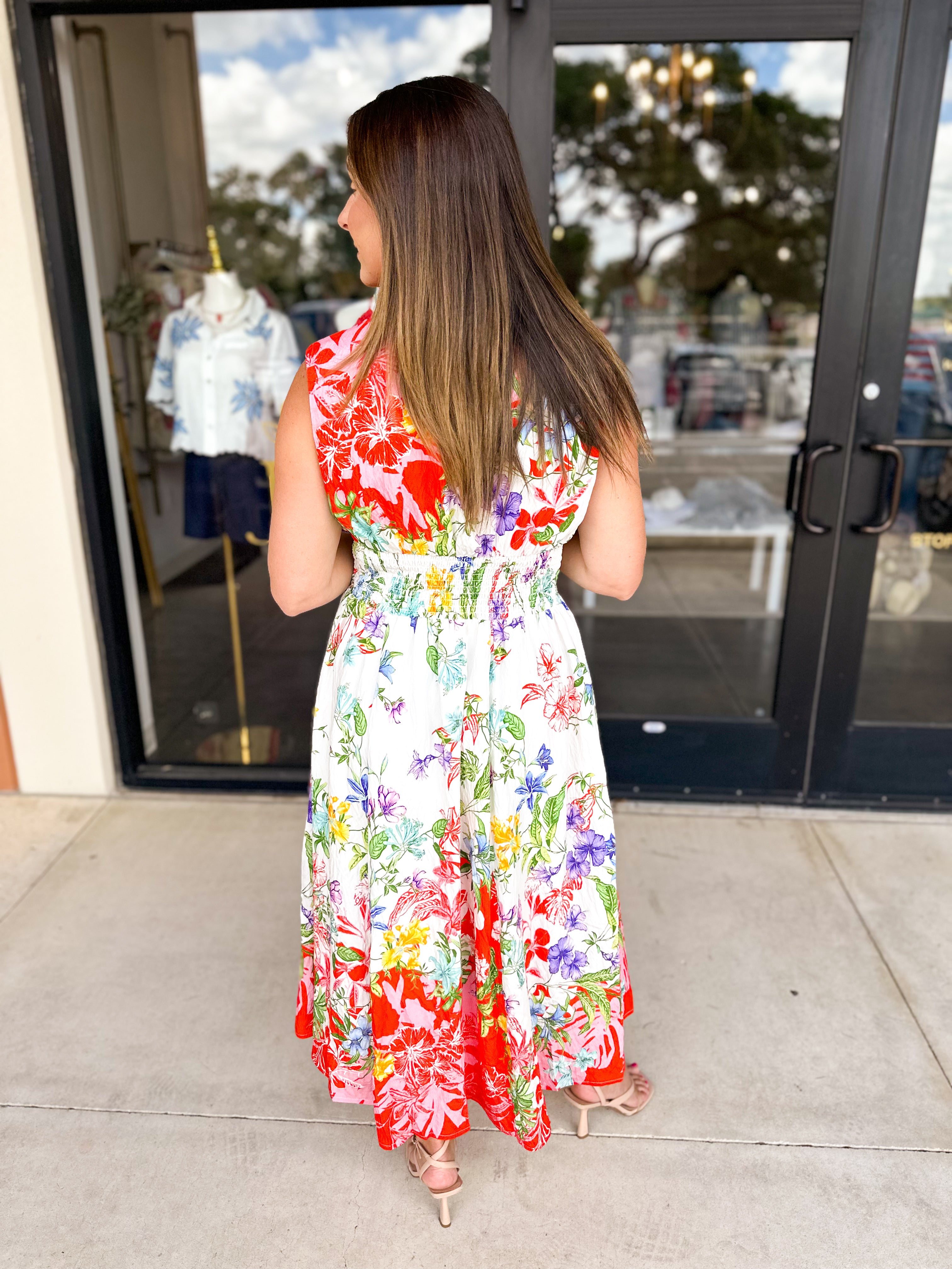 Vibrant Petals Midi Dress-500 Midi-FATE-July & June Women's Fashion Boutique Located in San Antonio, Texas