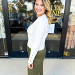 Long Sleeve Sweater Top - Cream-230 Sweaters/Cardis-ENTRO-July & June Women's Fashion Boutique Located in San Antonio, Texas
