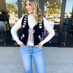 Mauve & Black Knit Floral Vest-600 Outerwear-LISTICLE-July & June Women's Fashion Boutique Located in San Antonio, Texas