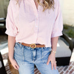Stripe Dolman Blouse - Pink-200 Fashion Blouses-ALLIE ROSE-July & June Women's Fashion Boutique Located in San Antonio, Texas