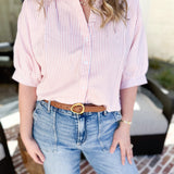 Stripe Dolman Blouse - Pink-200 Fashion Blouses-ALLIE ROSE-July & June Women's Fashion Boutique Located in San Antonio, Texas