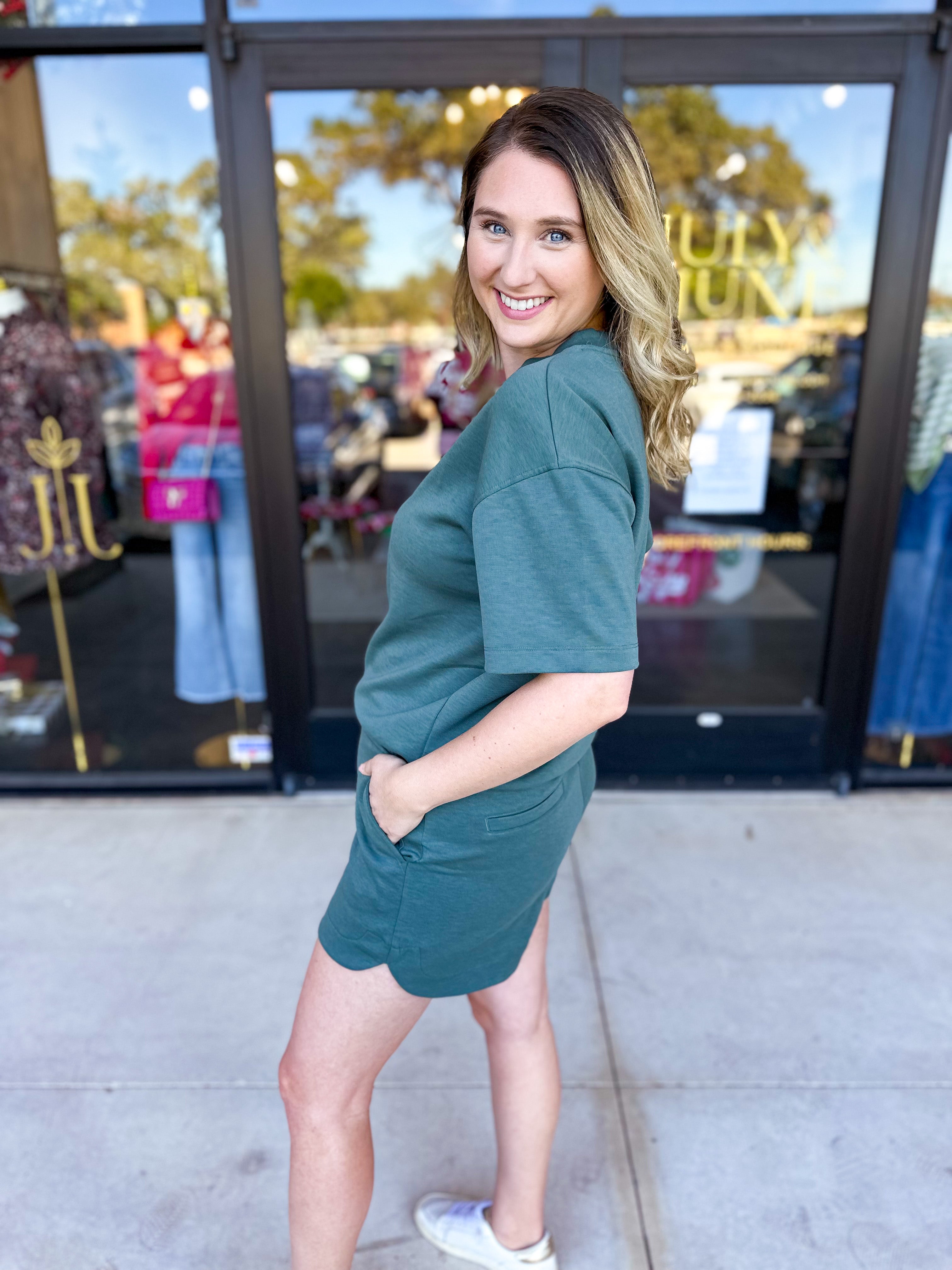 Pink Friday Doorbuster - Scuba Short Set - Forrest - ONLINE-PINK FRIDAY DOORBUSTERS-ZENANA-July & June Women's Fashion Boutique Located in San Antonio, Texas