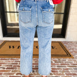 Vervet - High Rise Slim Wide Patch Pocket Jeans-400 Pants-VEVERT BY FLYING MONKEY-July & June Women's Fashion Boutique Located in San Antonio, Texas