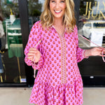 Mary Square - Pink Natasha Mini Dress-510 Mini-MARY SQUARE-July & June Women's Fashion Boutique Located in San Antonio, Texas