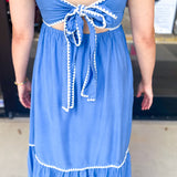 Sky Blue Embroidered Midi Dress-500 Midi-ENTRO-July & June Women's Fashion Boutique Located in San Antonio, Texas