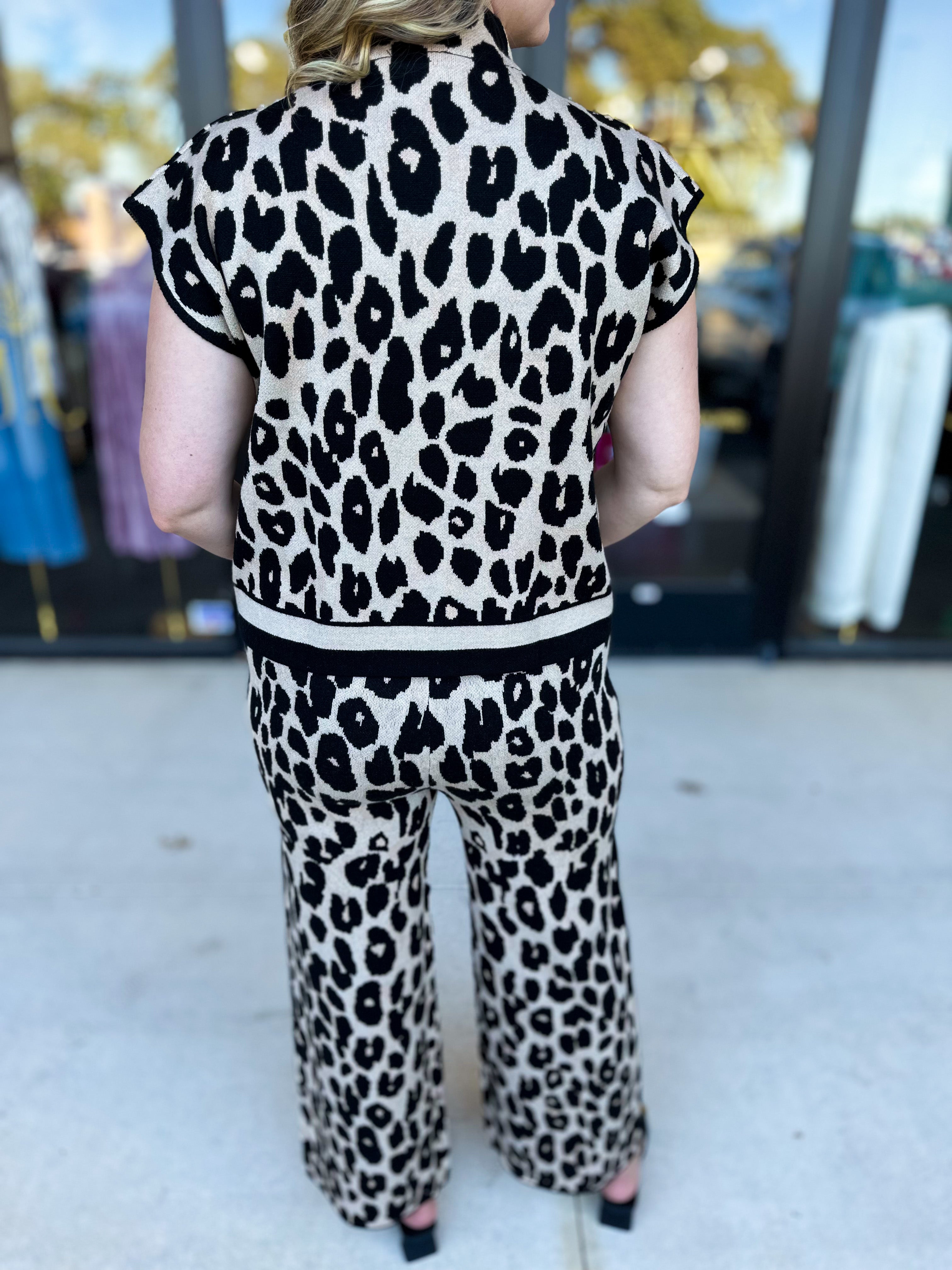 Luxurious Cheetah Knit Pant Set-300 Athleisure/Lounge-ENTRO-July & June Women's Fashion Boutique Located in San Antonio, Texas