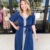 THML - Navy Midi Dress-500 Midi-THML-July & June Women's Fashion Boutique Located in San Antonio, Texas