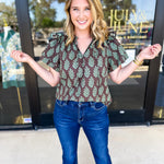 Mint & Mocha Blouse-200 Fashion Blouses-ENTRO-July & June Women's Fashion Boutique Located in San Antonio, Texas