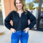 Studded Black Blouse-200 Fashion Blouses-TCEC-July & June Women's Fashion Boutique Located in San Antonio, Texas