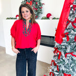 The Stacy Blouse - Red-200 Fashion Blouses-ENTRO-July & June Women's Fashion Boutique Located in San Antonio, Texas