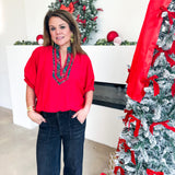 The Stacy Blouse - Red-200 Fashion Blouses-ENTRO-July & June Women's Fashion Boutique Located in San Antonio, Texas