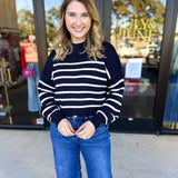 Pink Friday Doorbuster - Mock Neck Sweater Top - Navy - ONLINE-PINK FRIDAY DOORBUSTERS-BLU PEPPER-July & June Women's Fashion Boutique Located in San Antonio, Texas