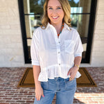 The Move with Grace Top - White-200 Fashion Blouses-ENTRO-July & June Women's Fashion Boutique Located in San Antonio, Texas