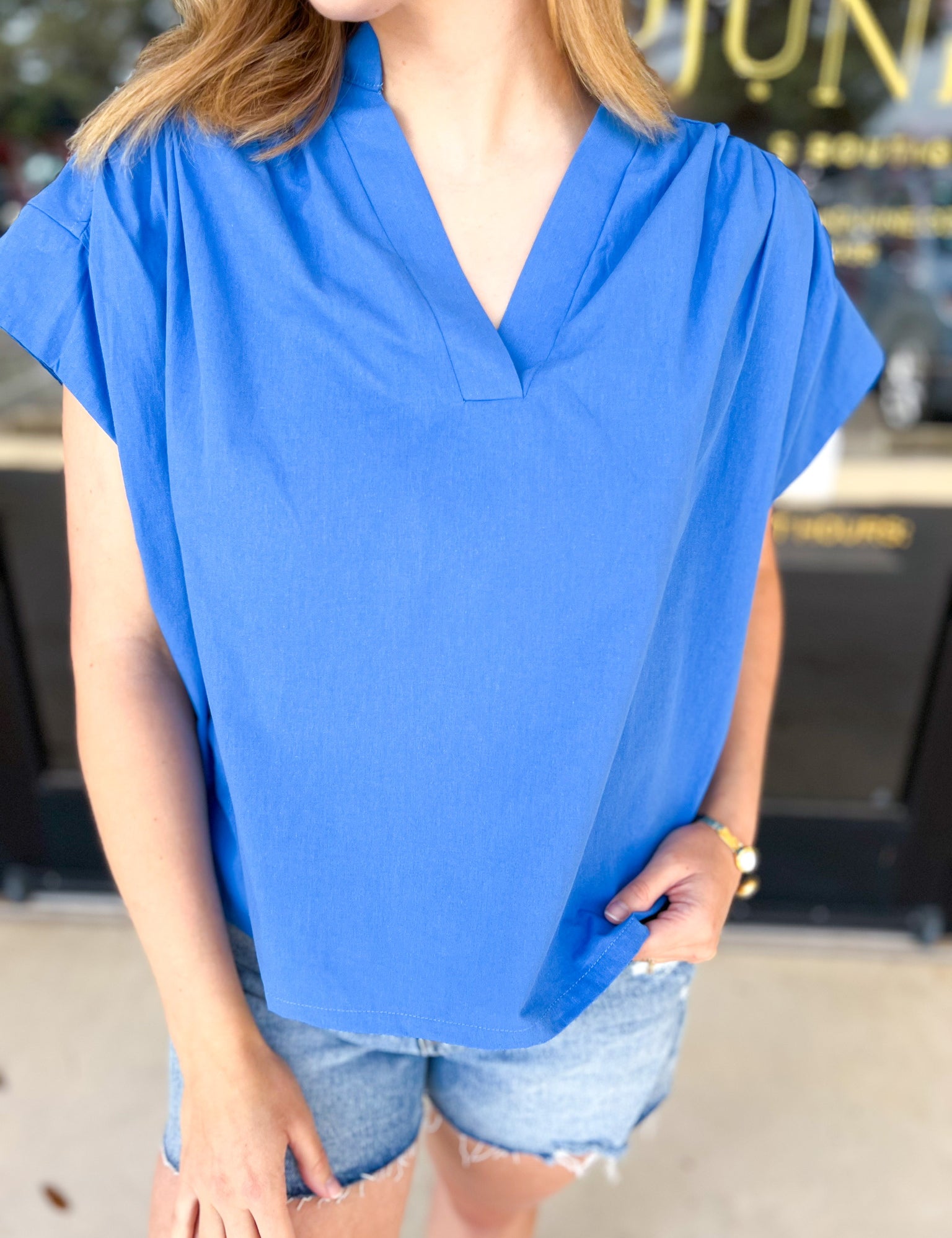 The Bridgete Blouse - Blue-200 Fashion Blouses-PINCH-July & June Women's Fashion Boutique Located in San Antonio, Texas