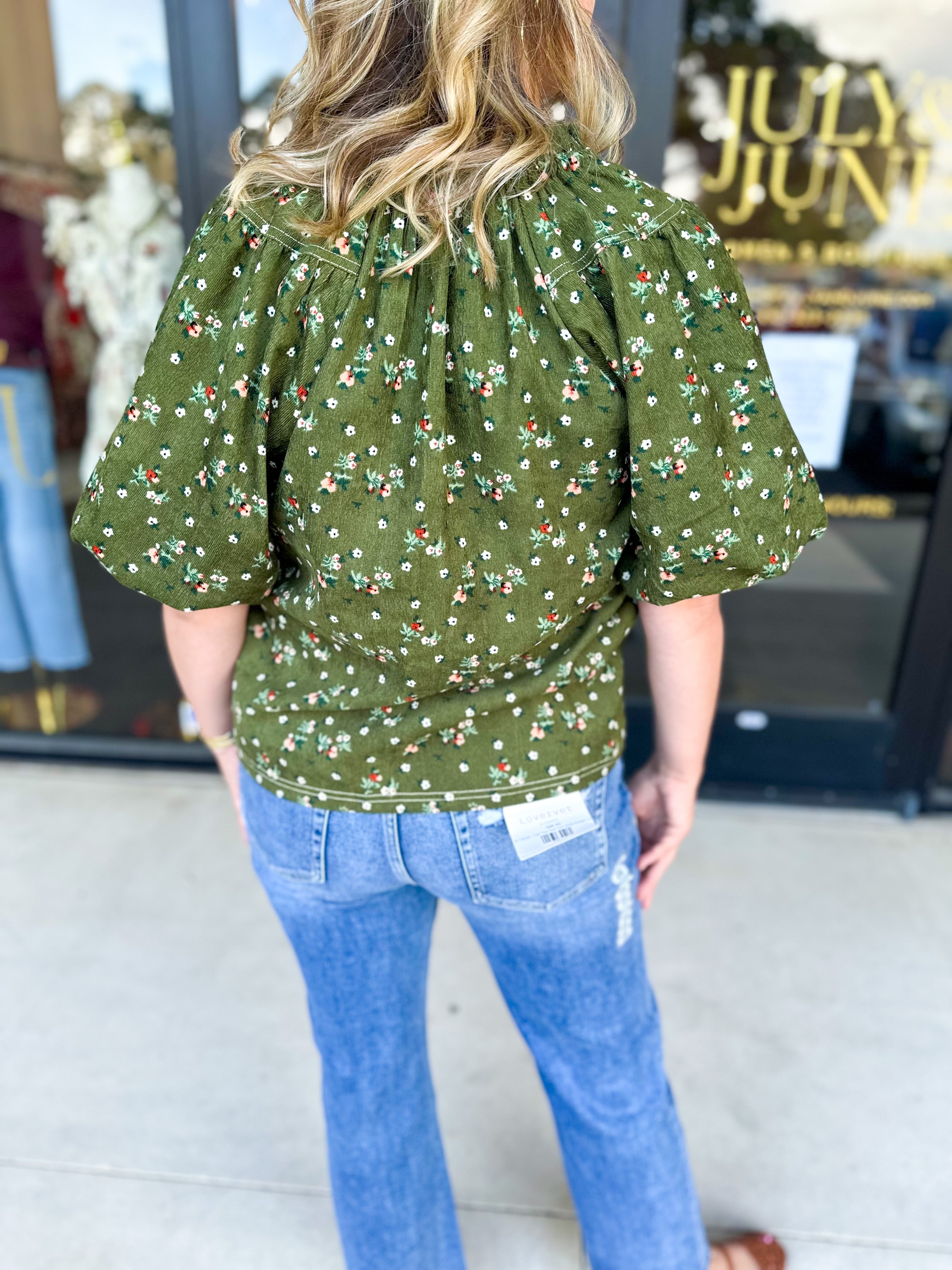 THML - Floral Suede Blouse-200 Fashion Blouses-THML-July & June Women's Fashion Boutique Located in San Antonio, Texas