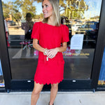 Red Tweed Mini Dress-510 Mini-FATE-July & June Women's Fashion Boutique Located in San Antonio, Texas