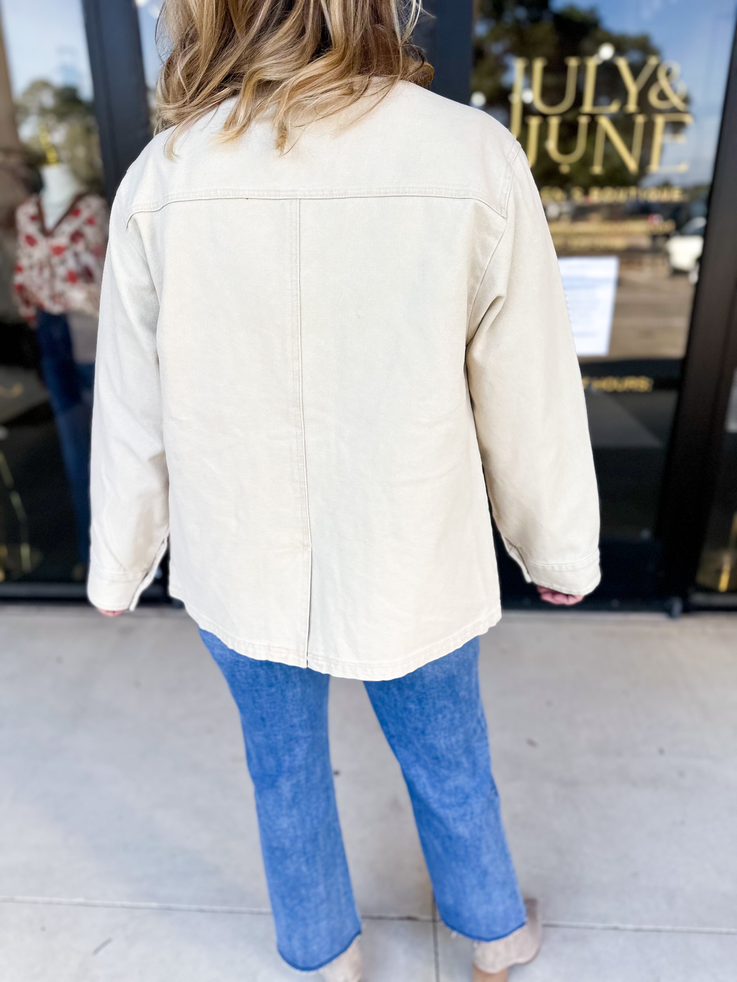 Barn Jacket - Tan-600 Outerwear-AARON & AMBER-July & June Women's Fashion Boutique Located in San Antonio, Texas