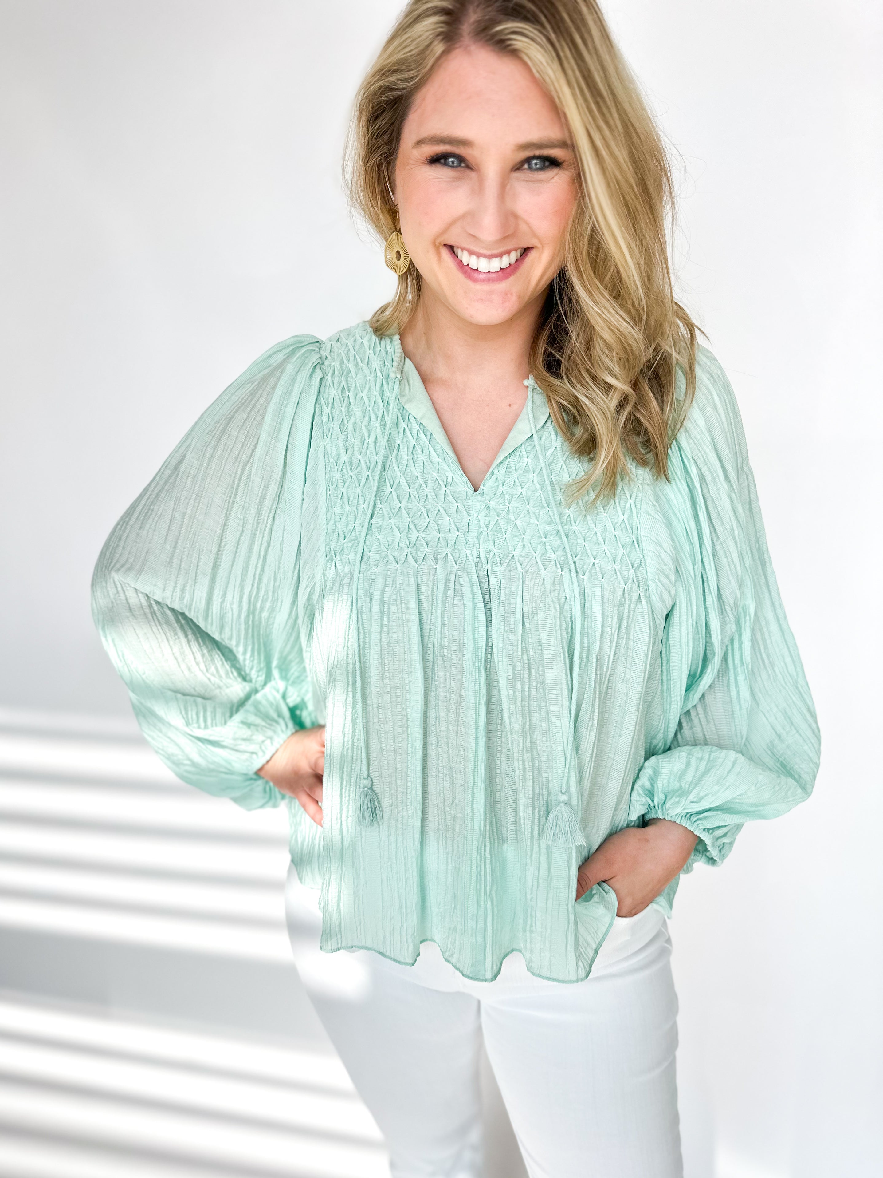 Lily Blouse - Teal-200 Fashion Blouses-OLIVACEOUS-July & June Women's Fashion Boutique Located in San Antonio, Texas