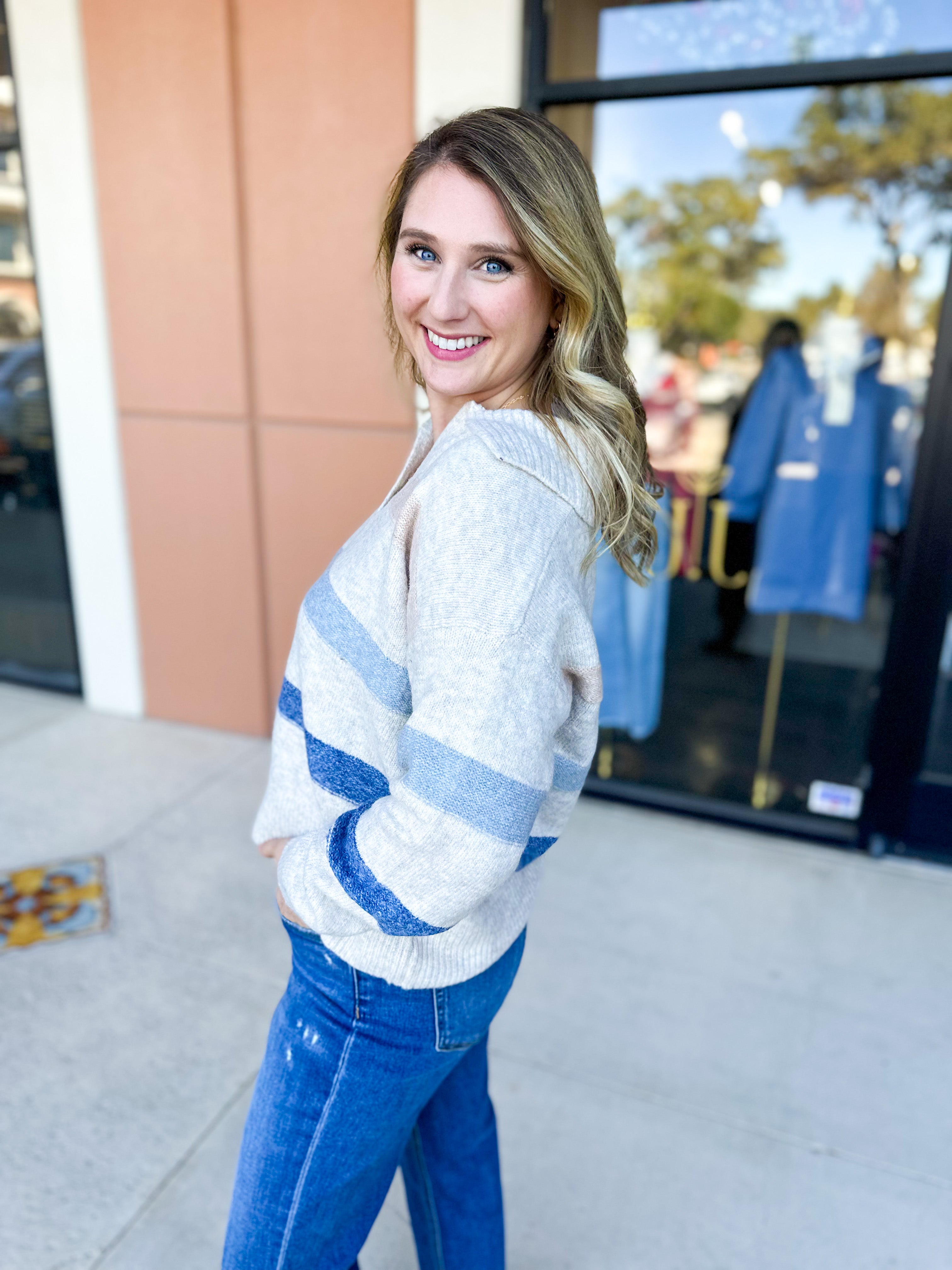 Casual Collared Sweater-230 Sweaters/Cardis-FATE-July & June Women's Fashion Boutique Located in San Antonio, Texas