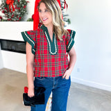 Classy Christmas Blouse-200 Fashion Blouses-ENTRO-July & June Women's Fashion Boutique Located in San Antonio, Texas