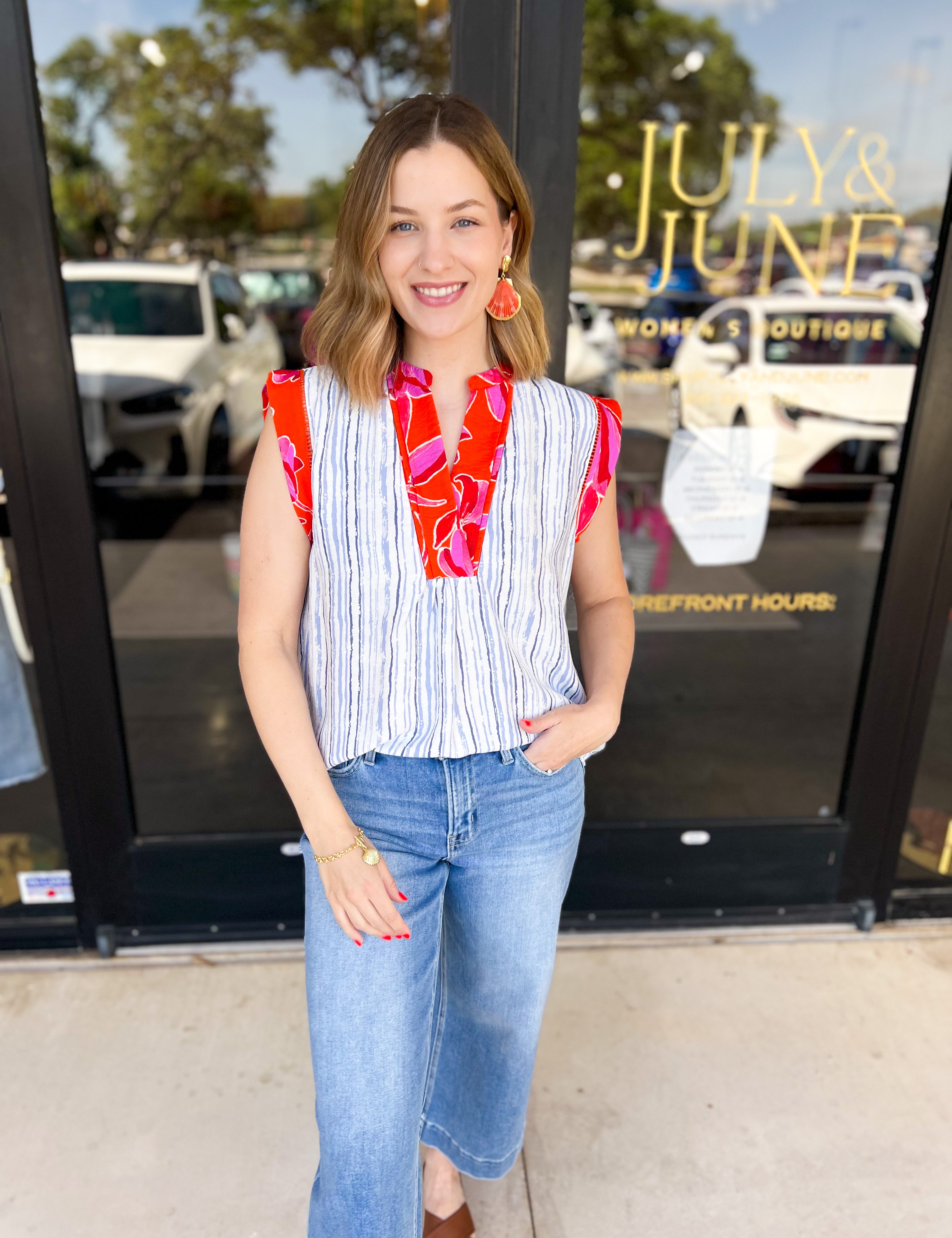 THML - Cally Blouse-200 Fashion Blouses-THML-July & June Women's Fashion Boutique Located in San Antonio, Texas