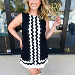Black Ric Rac Mini Dress-510 Mini-ENTRO-July & June Women's Fashion Boutique Located in San Antonio, Texas