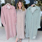 Button Down Casual Midi Dress - Rust-500 Midi-ENTRO-July & June Women's Fashion Boutique Located in San Antonio, Texas
