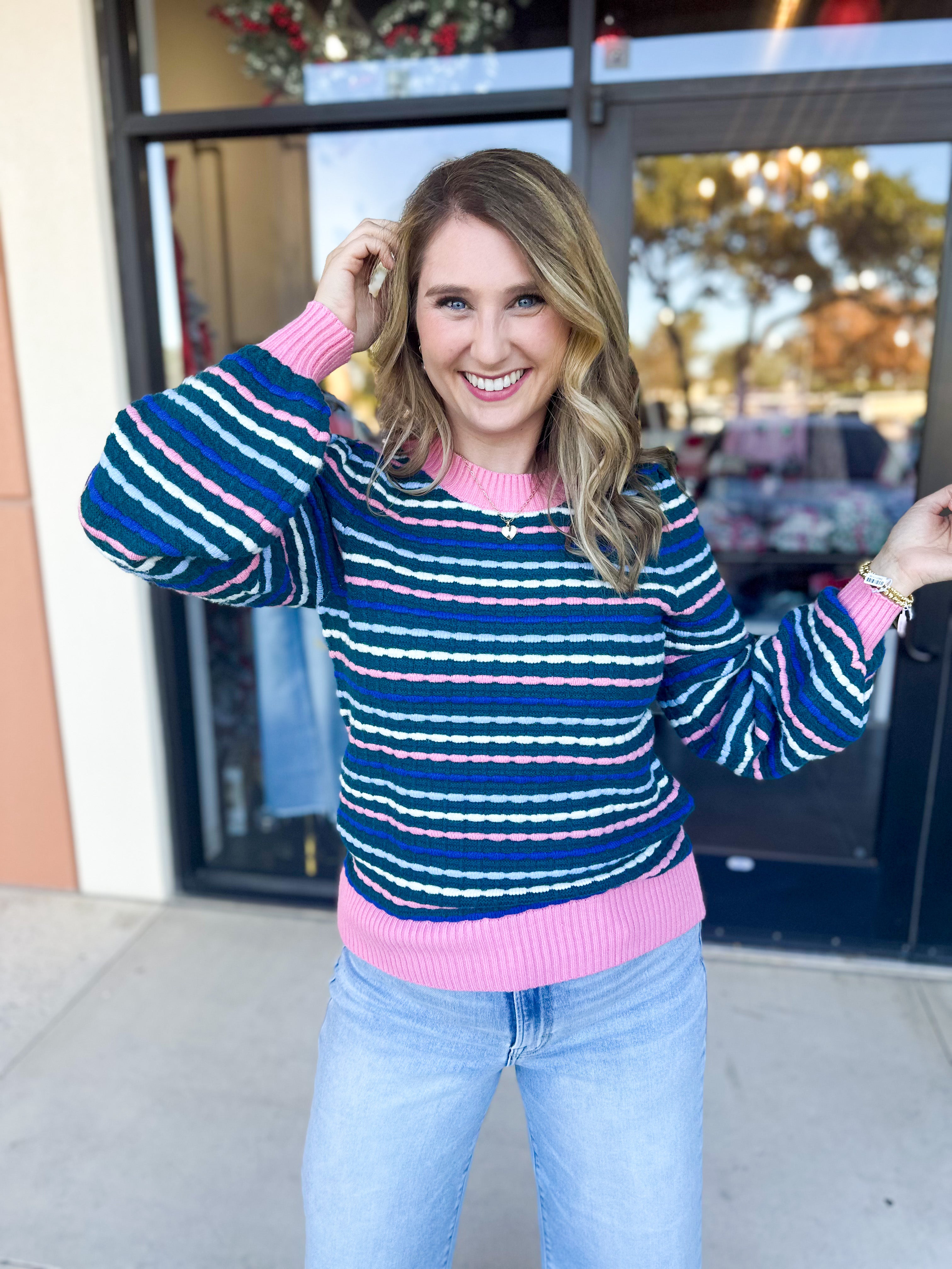 Mary Square - Annabelle Sweater - Teal-230 Sweaters/Cardis-MARY SQUARE-July & June Women's Fashion Boutique Located in San Antonio, Texas